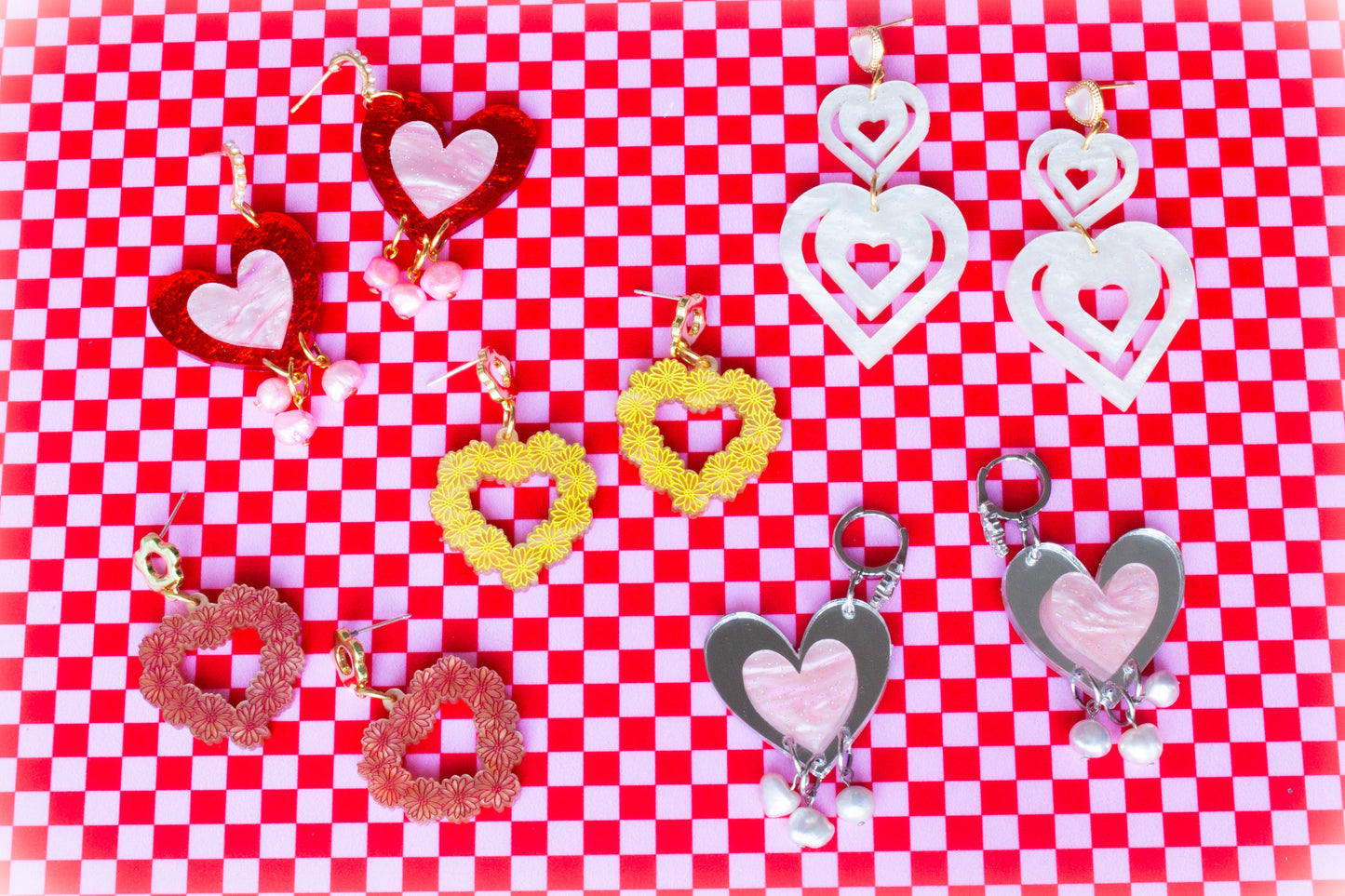 Yours Truly-Heart Pearl Dangle Earrings