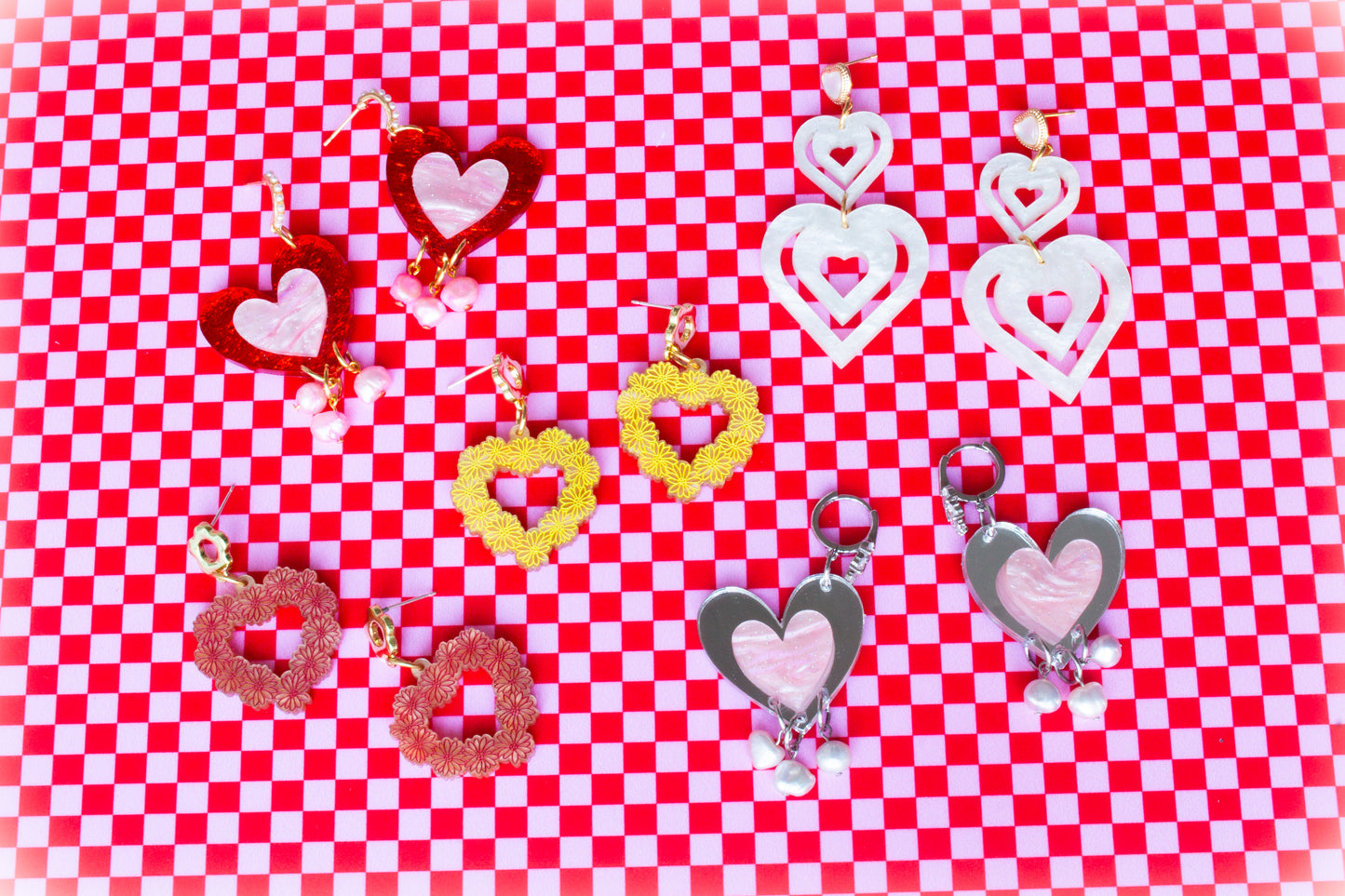 Yours Truly-Heart Pearl Dangle Earrings