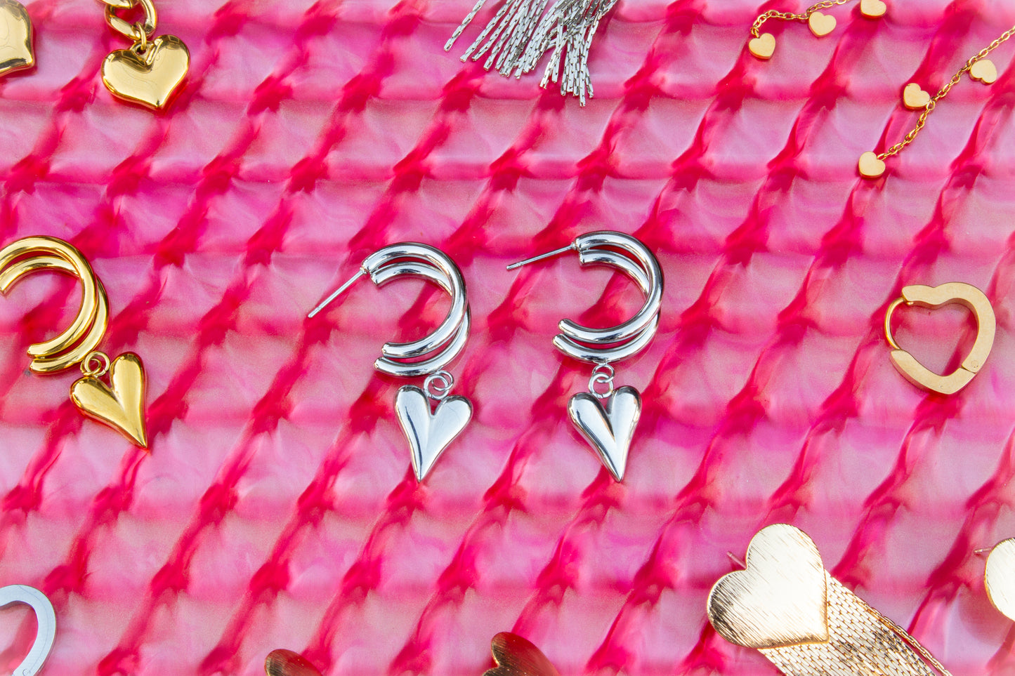 We Are Meant to Be-Titanium Heart Drop Earrings