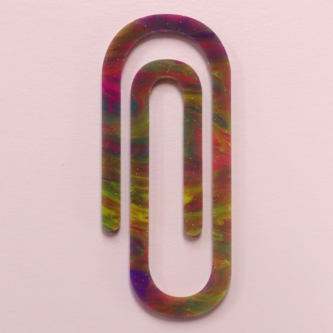 Neon Glitter Marble Jumbo Paper Clip