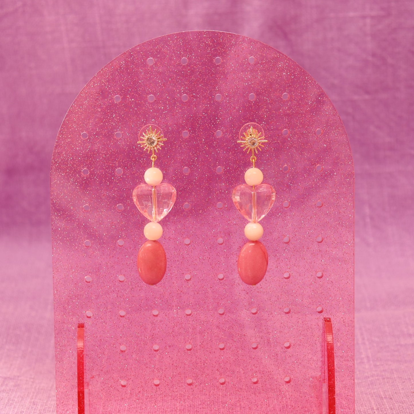 Beaded Heart Drop Earrings