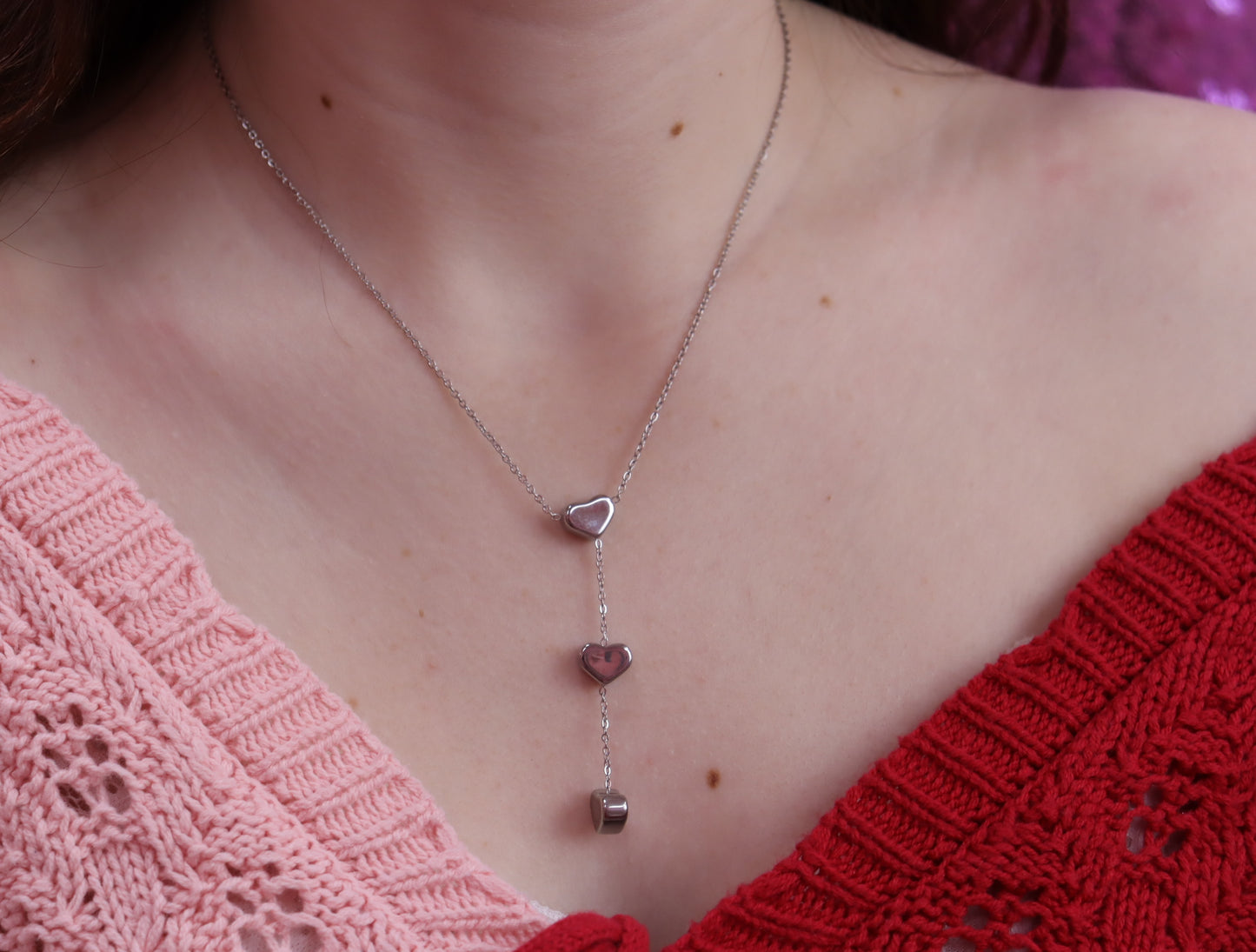 Threaded Hearts Titanium Necklace