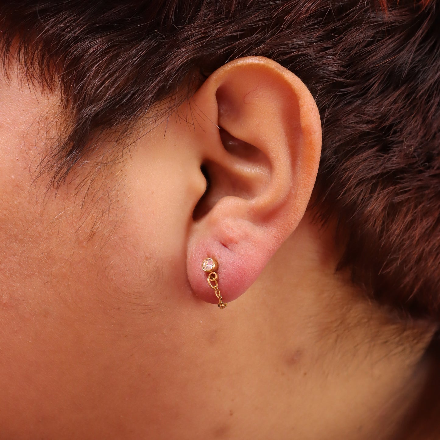 Titanium Looping Gem Stud Earrings