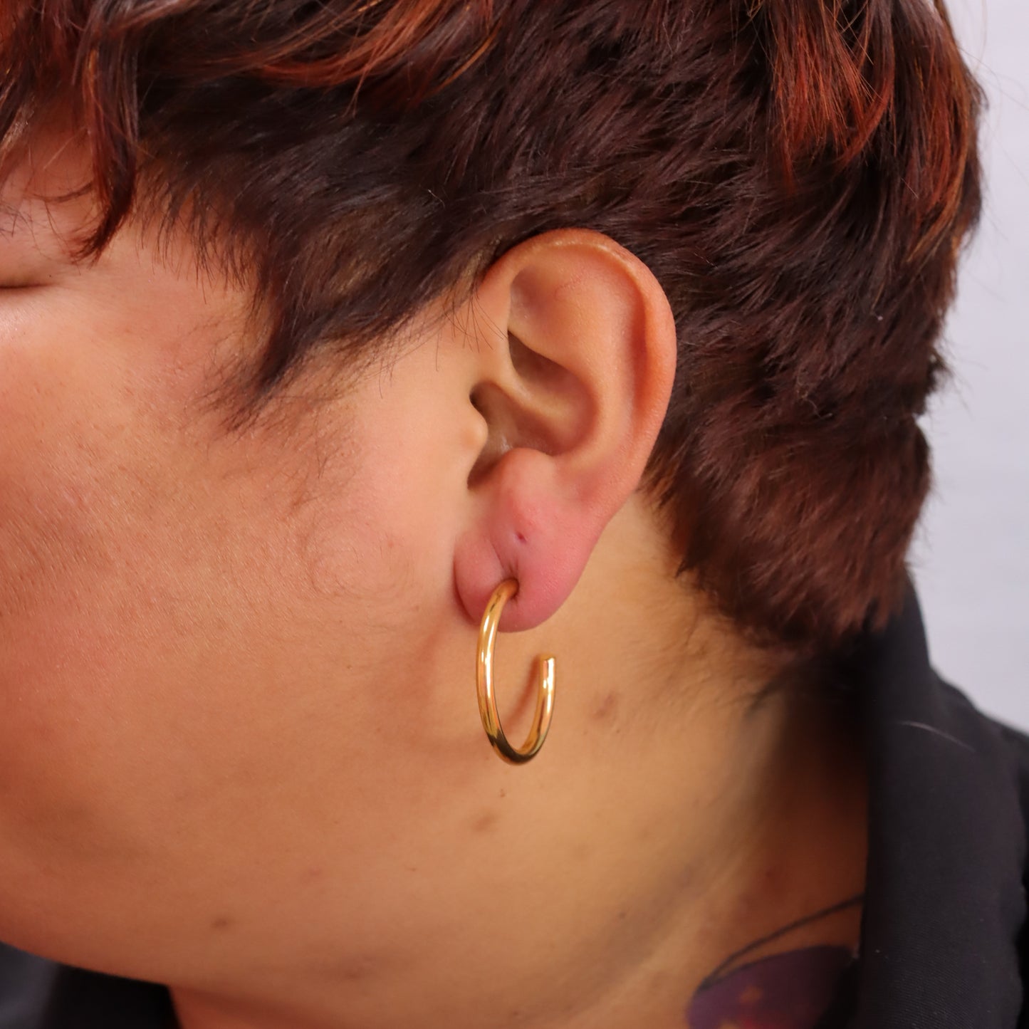 Titanium Golden Slim Hoop Earrings