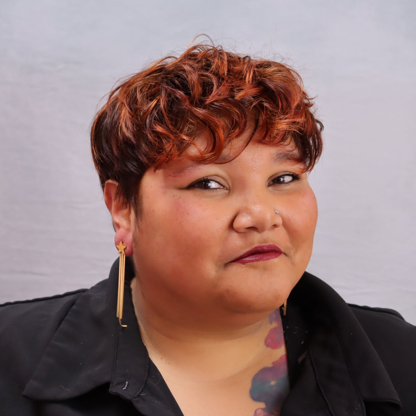 Titanium Tassel Star Earrings