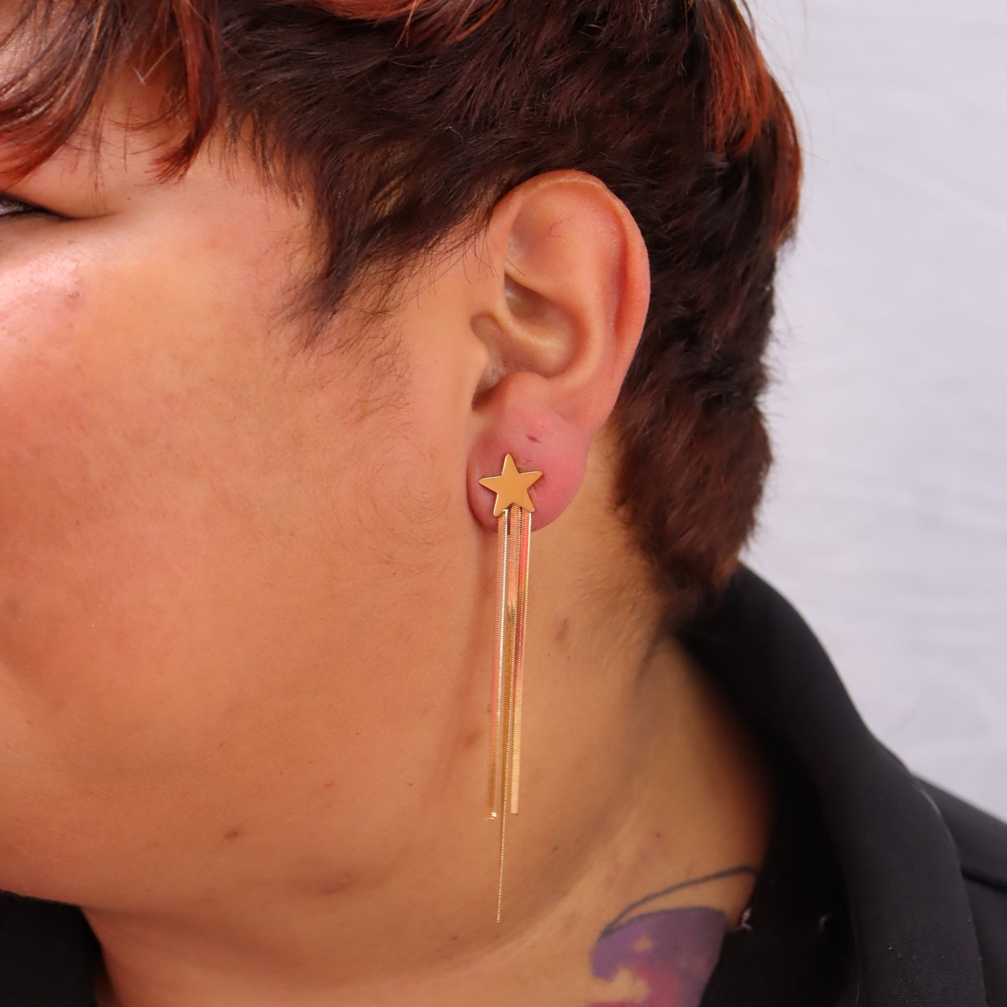 Titanium Tassel Star Earrings