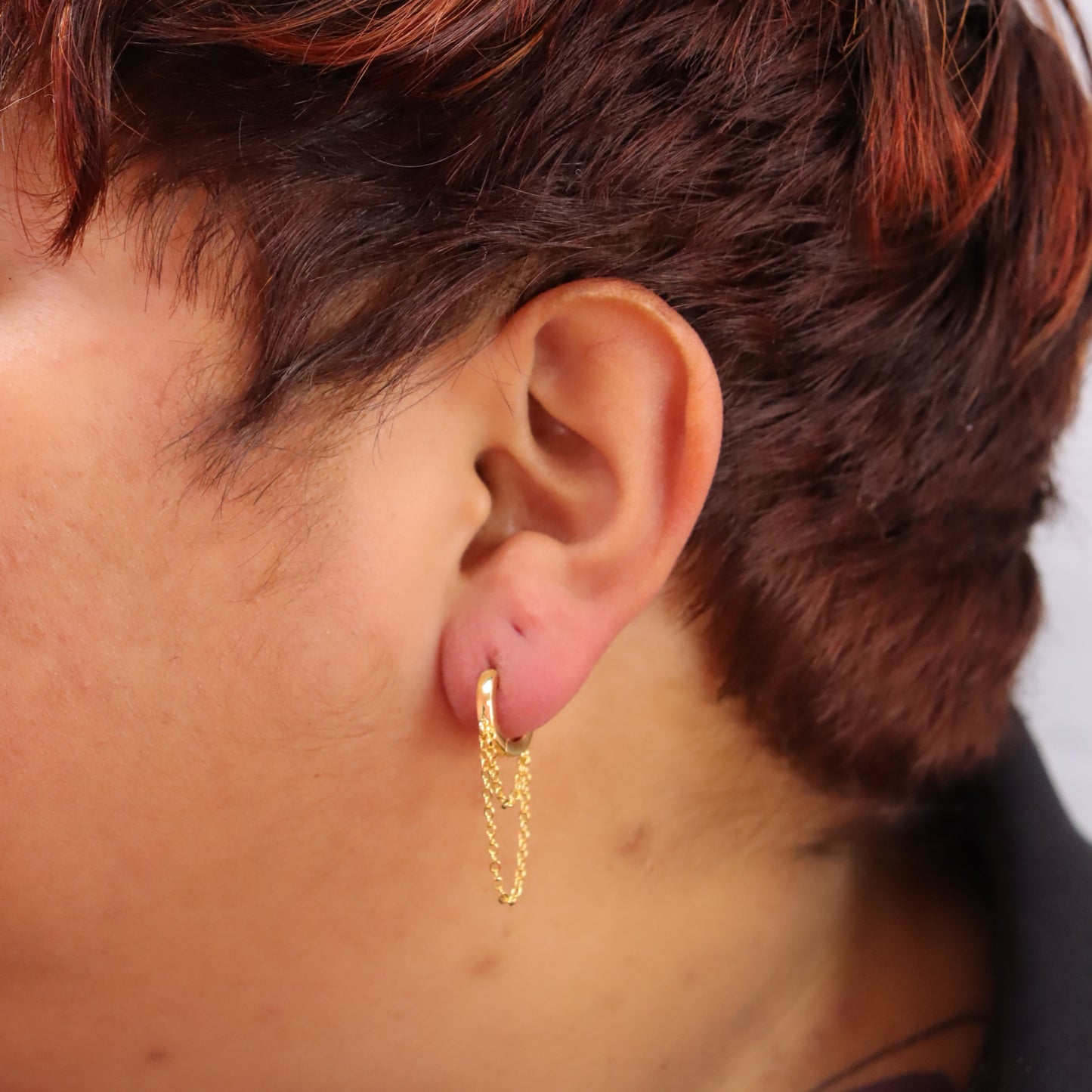 Titanium Double Chain Hoop Earrings