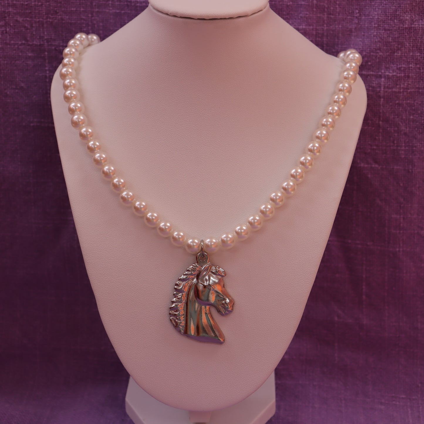 Pearly Horse Charm Necklace