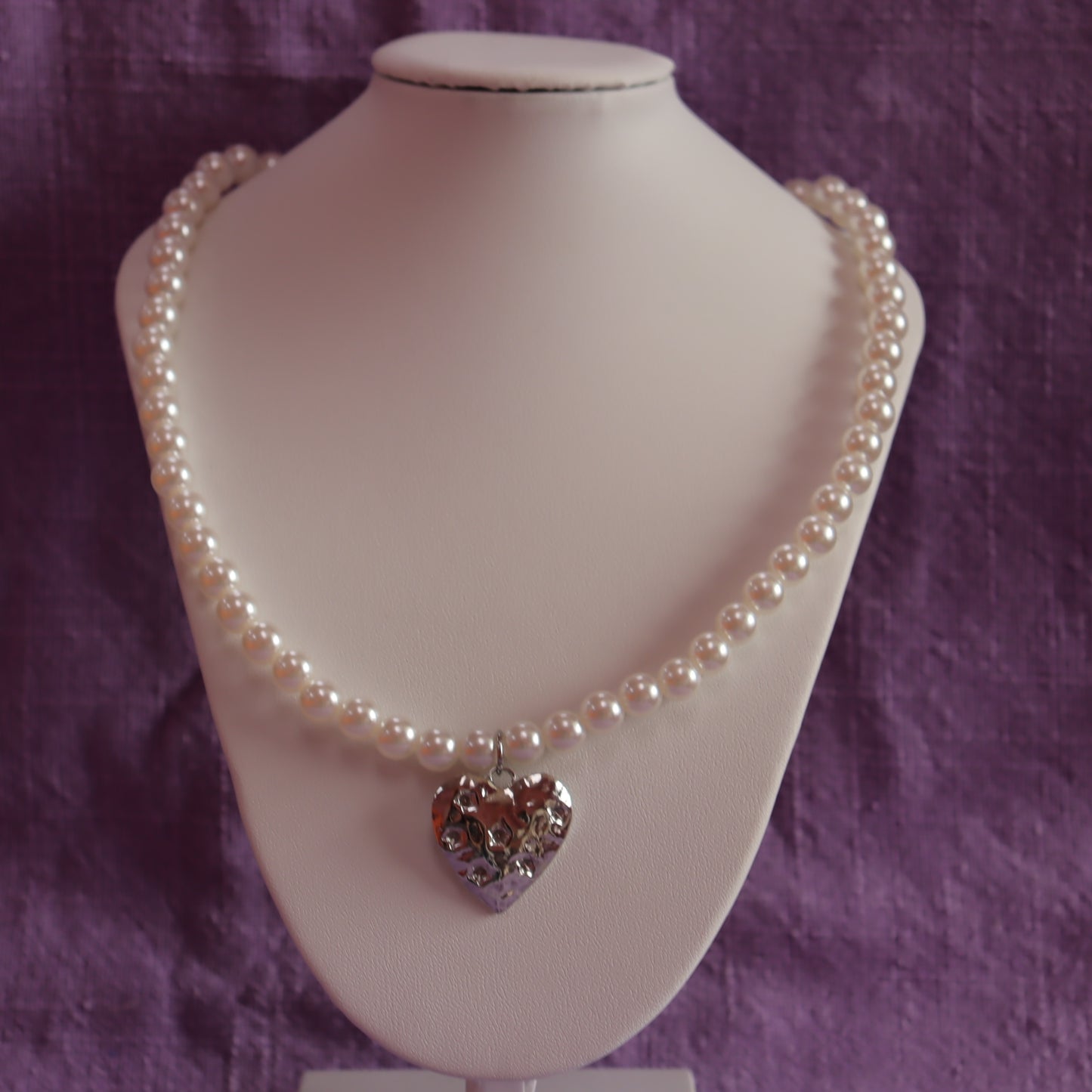 Pearly Starry Heart Charm Necklace
