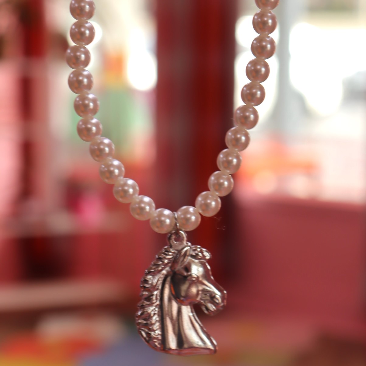 Pearly Horse Charm Necklace