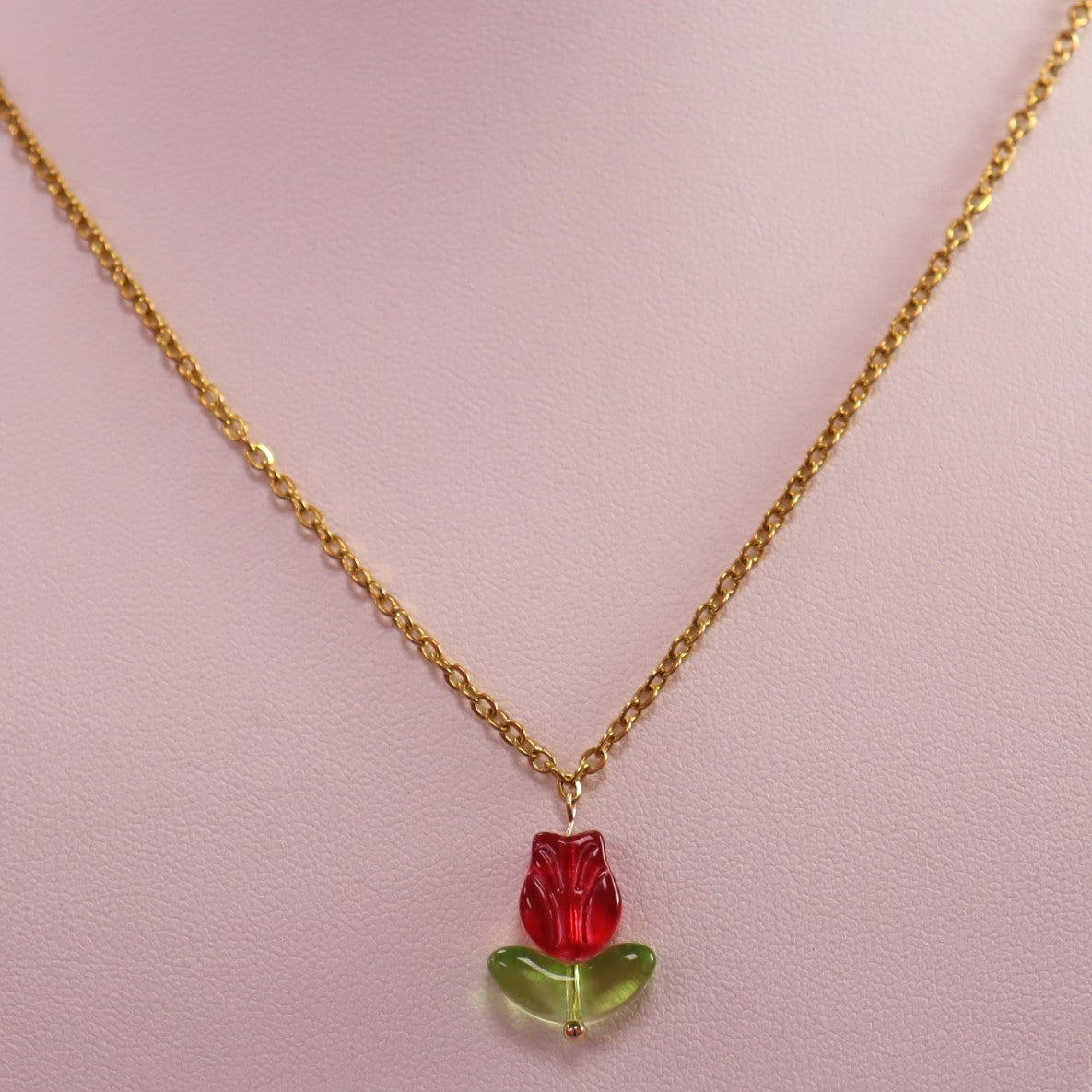 Stainless Steel Glass Bead Single Necklace