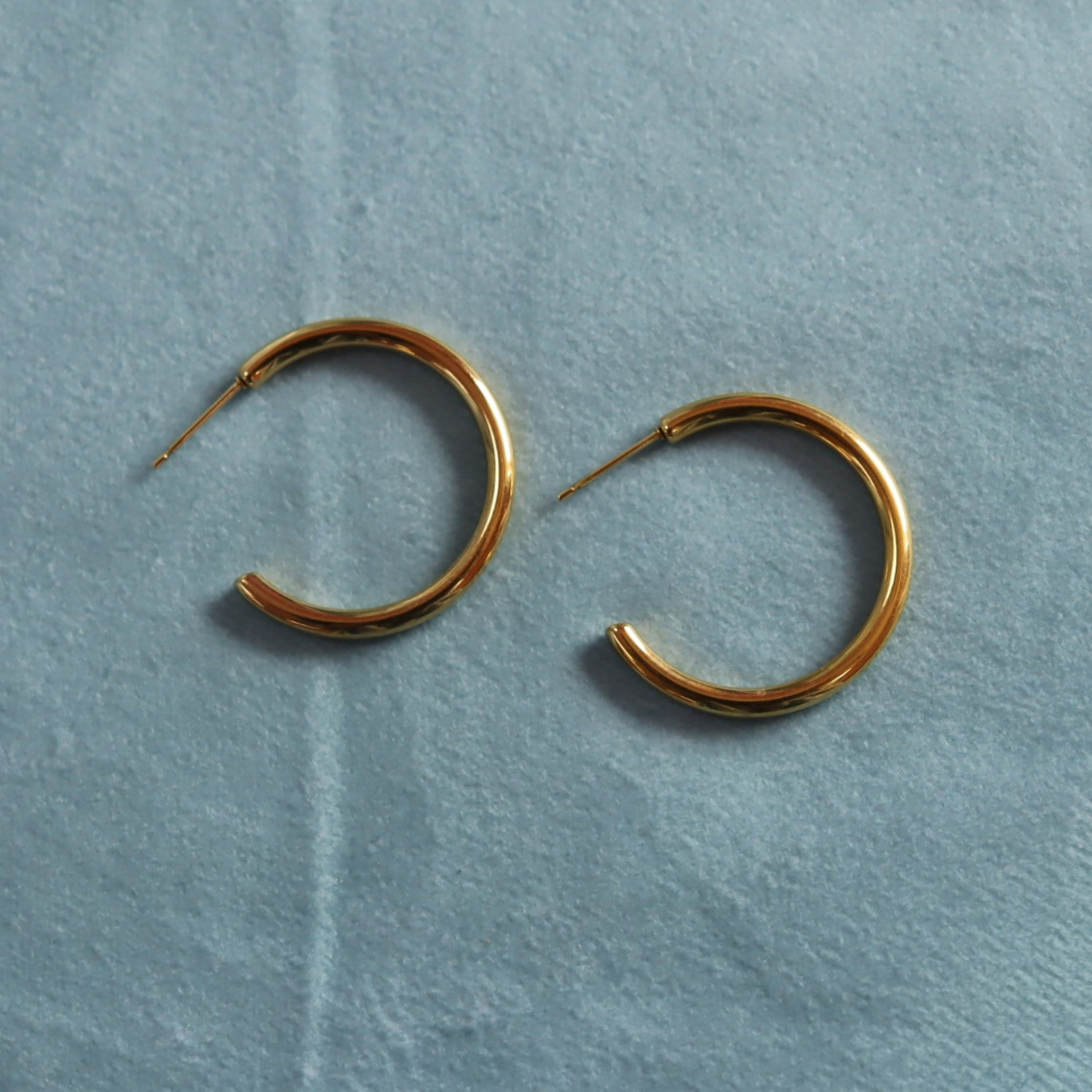 Titanium Golden Slim Hoop Earrings