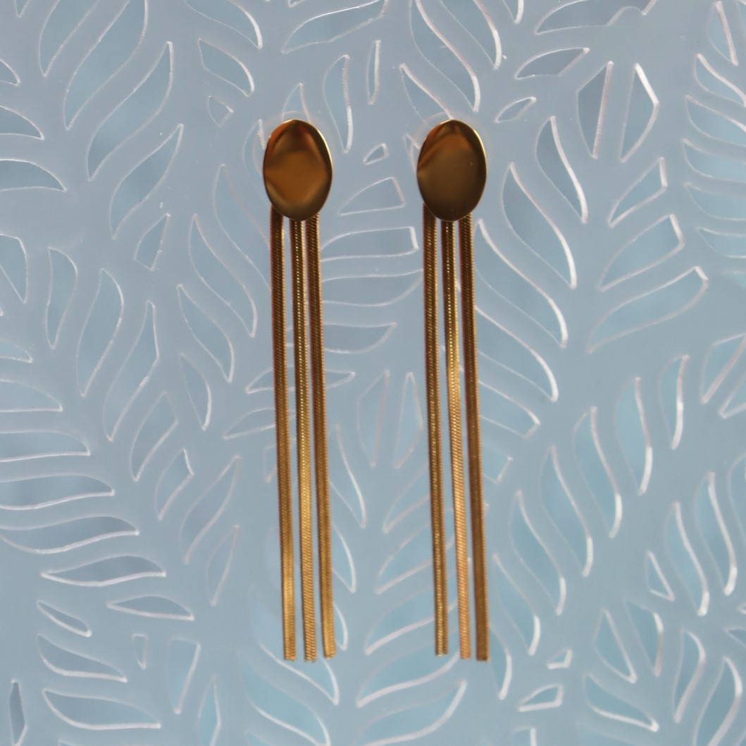 Titanium Tassel Oval Earrings