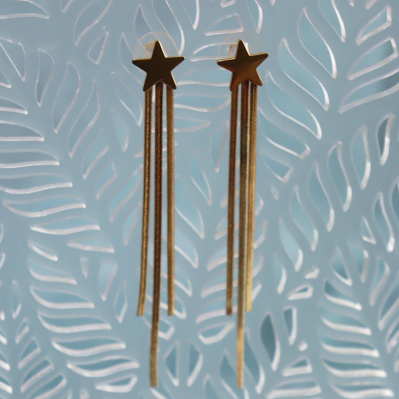 Titanium Tassel Star Earrings