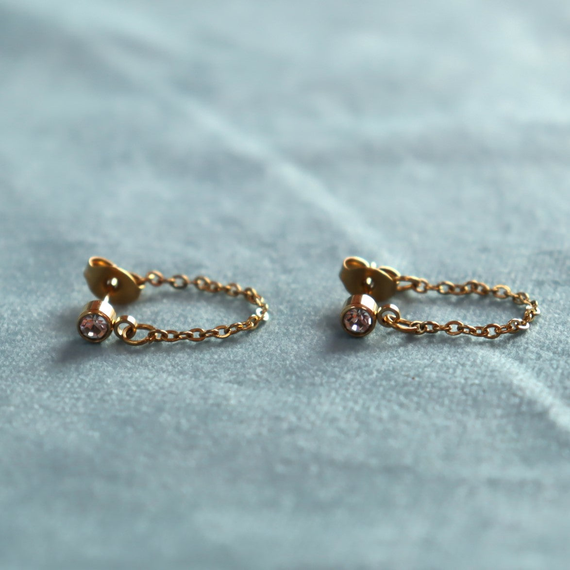 Titanium Looping Gem Stud Earrings