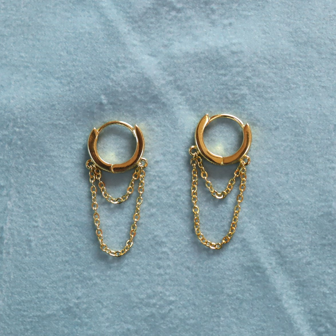 Titanium Double Chain Hoop Earrings