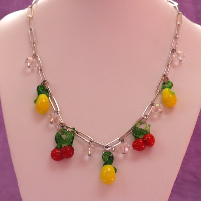 Glass Cherry Lemonade Necklace