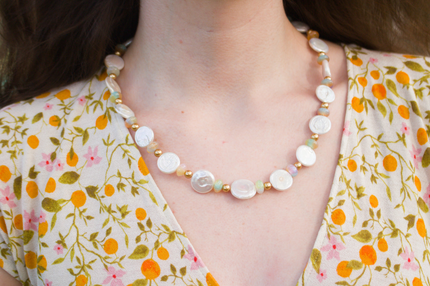 Glitter Pearl Beaded Necklace