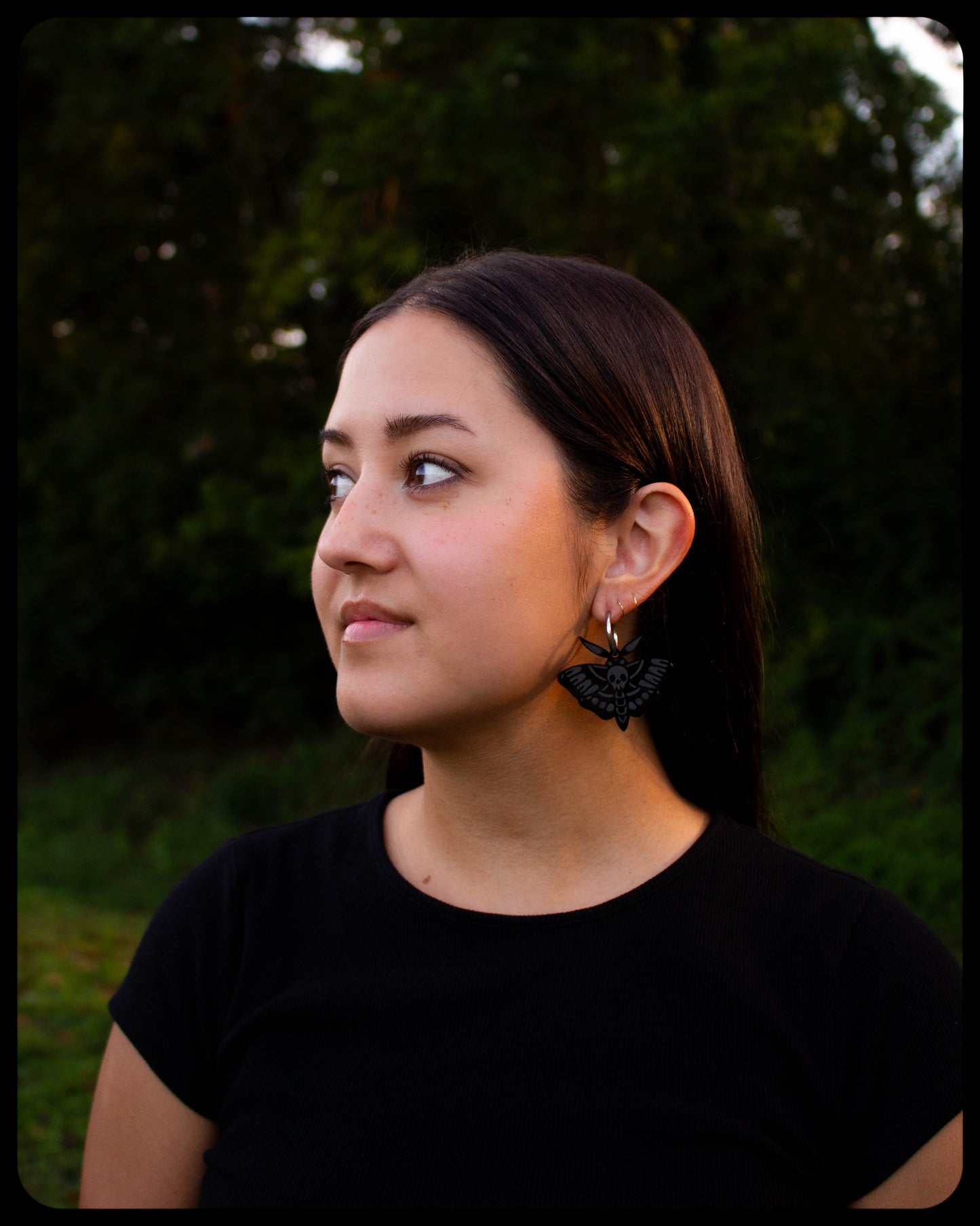 Monochromatic Engraved Moth Earrings