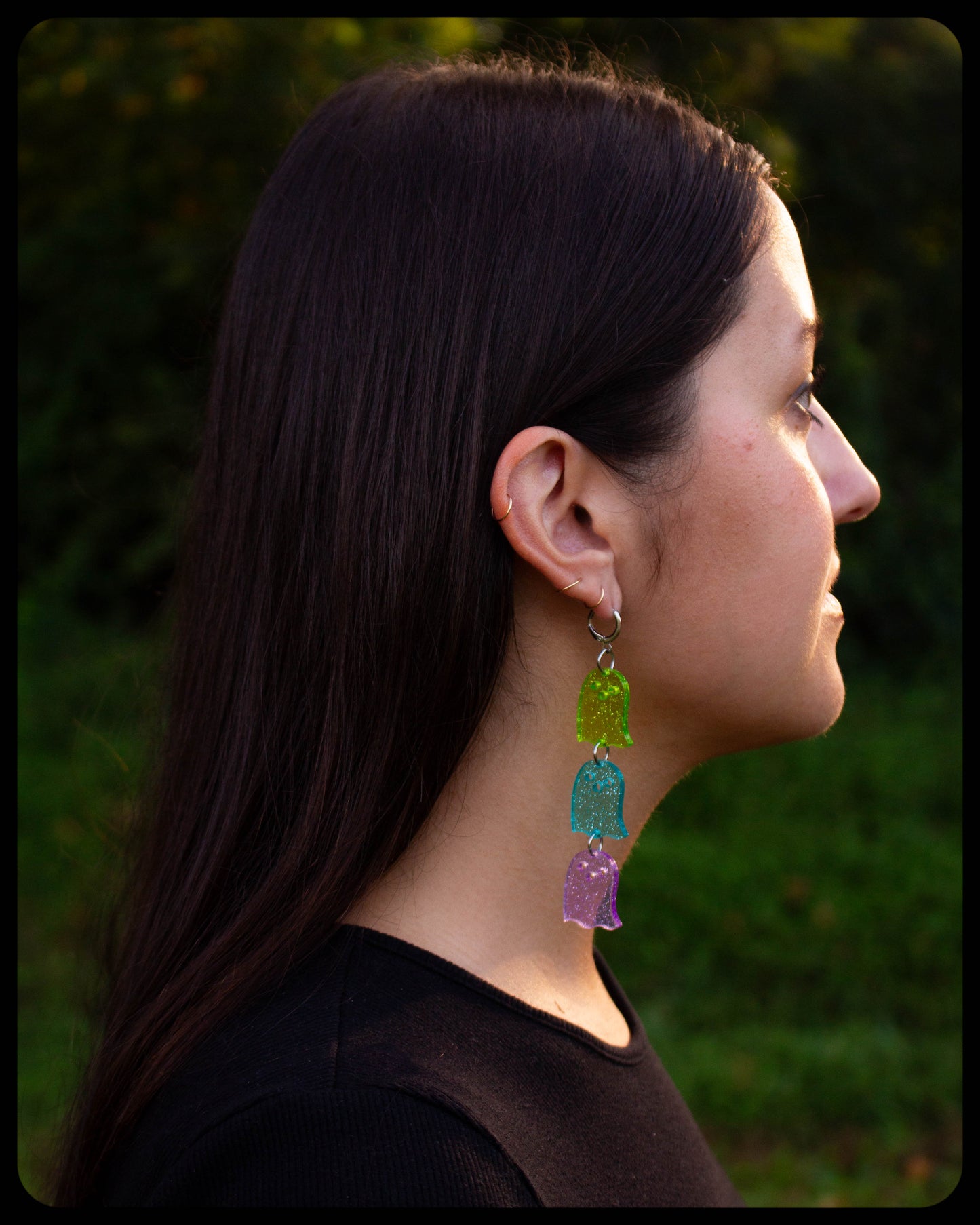 Glittering Rainbow Ghosts - Dangle Earrings