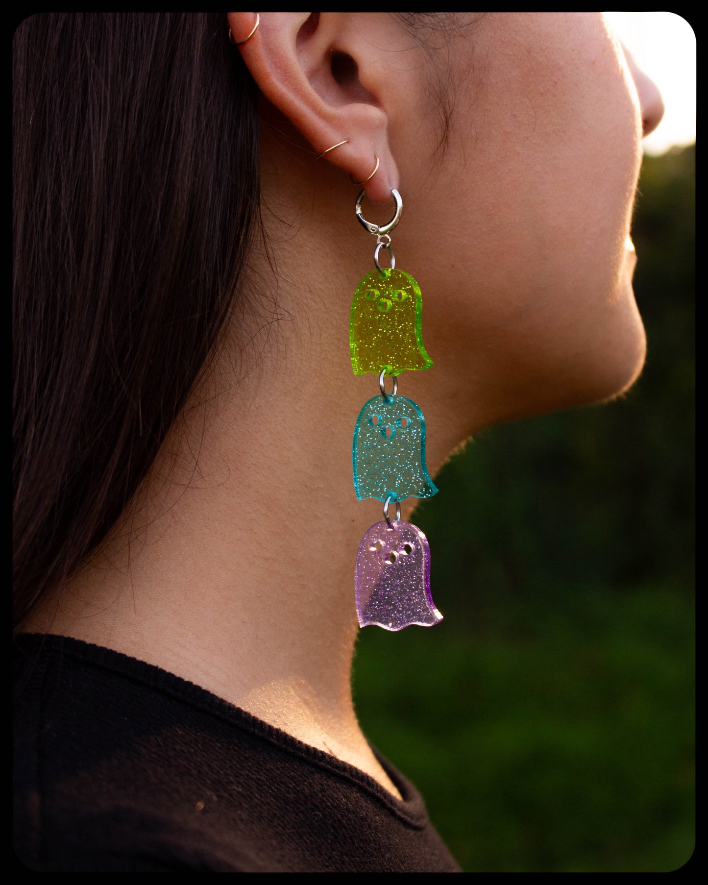Glittering Rainbow Ghosts - Dangle Earrings