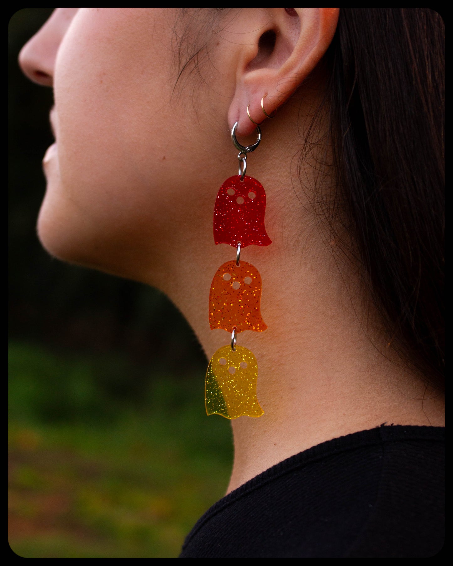 Glittering Rainbow Ghosts - Dangle Earrings