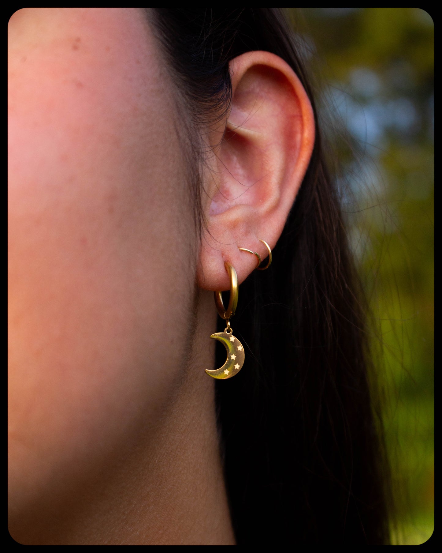 Mismatch Starry Moon Titanium Charm Earrings