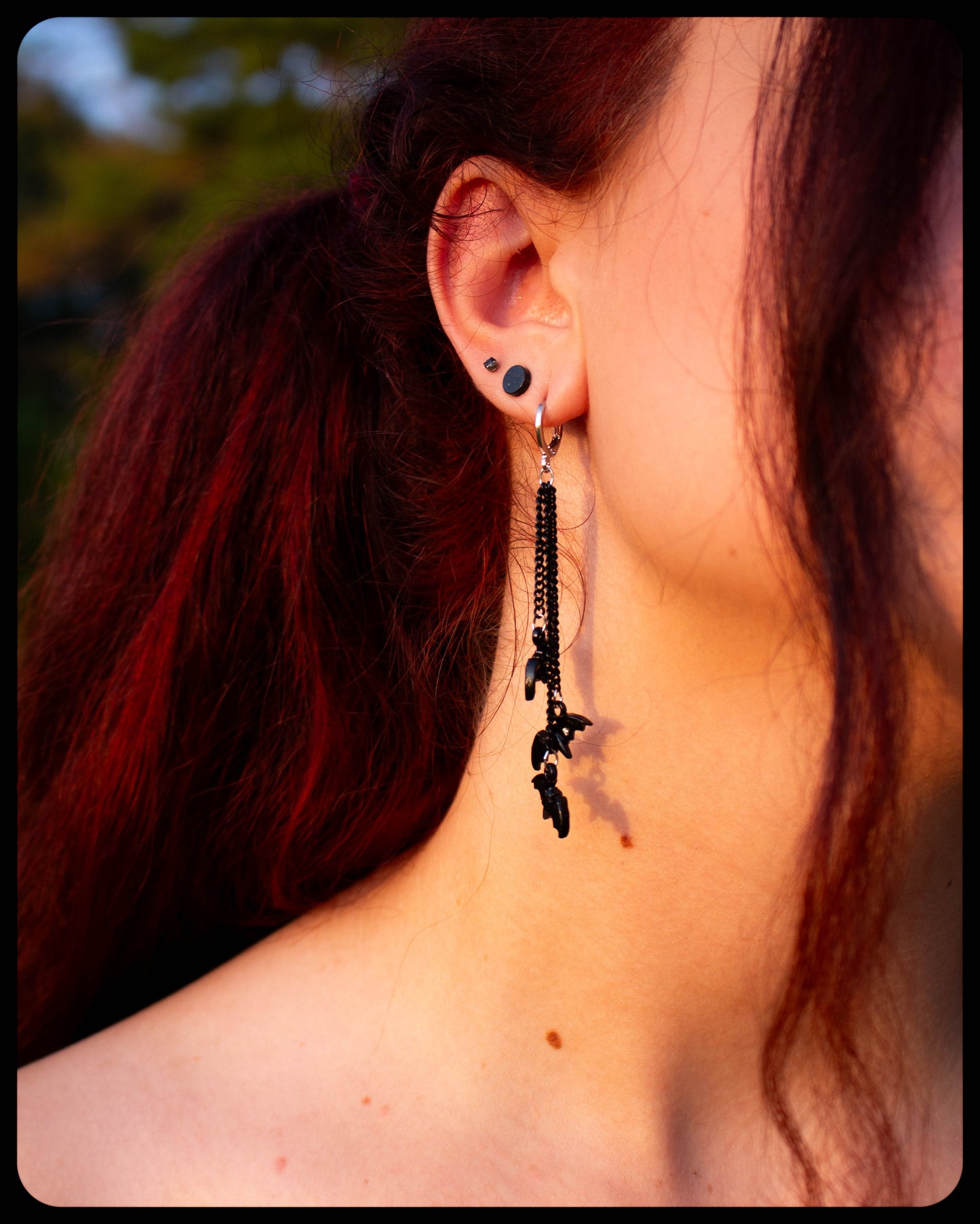 Dangling Bat Chains Earrings