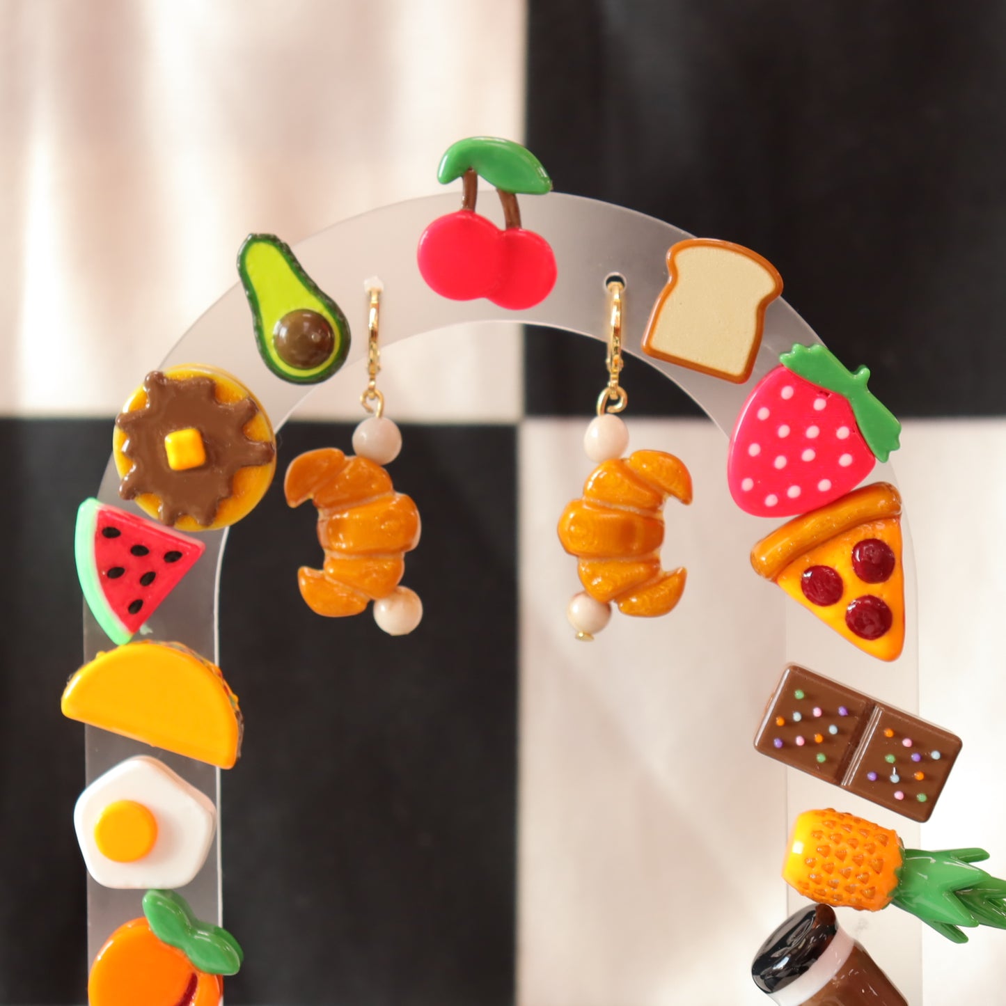 Beaded Croissant Earrings