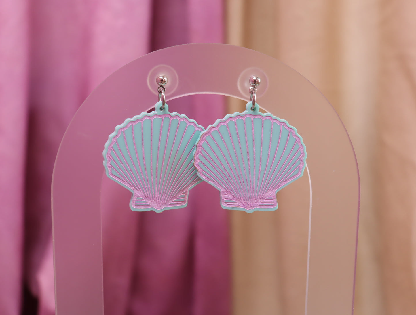 Painted Scallop Shell Earrings