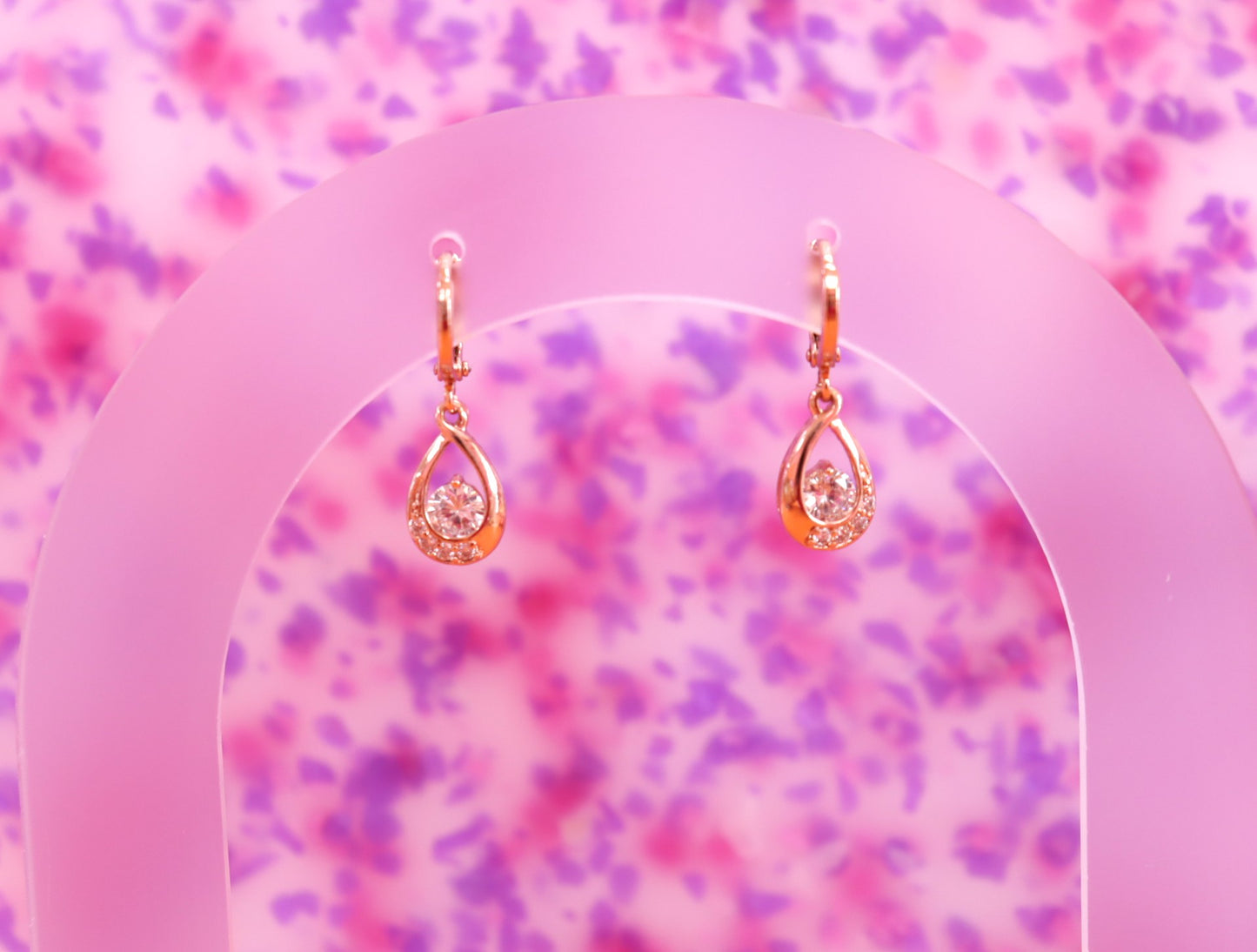 Rose Water Elegance - Gem Hoop Earrings