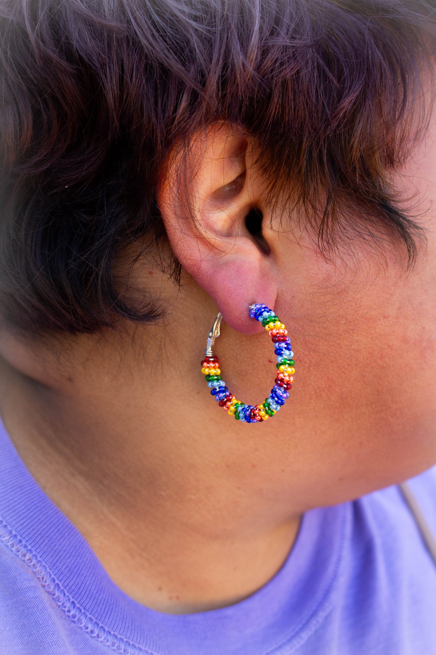 Prism Pride Beaded Hoops