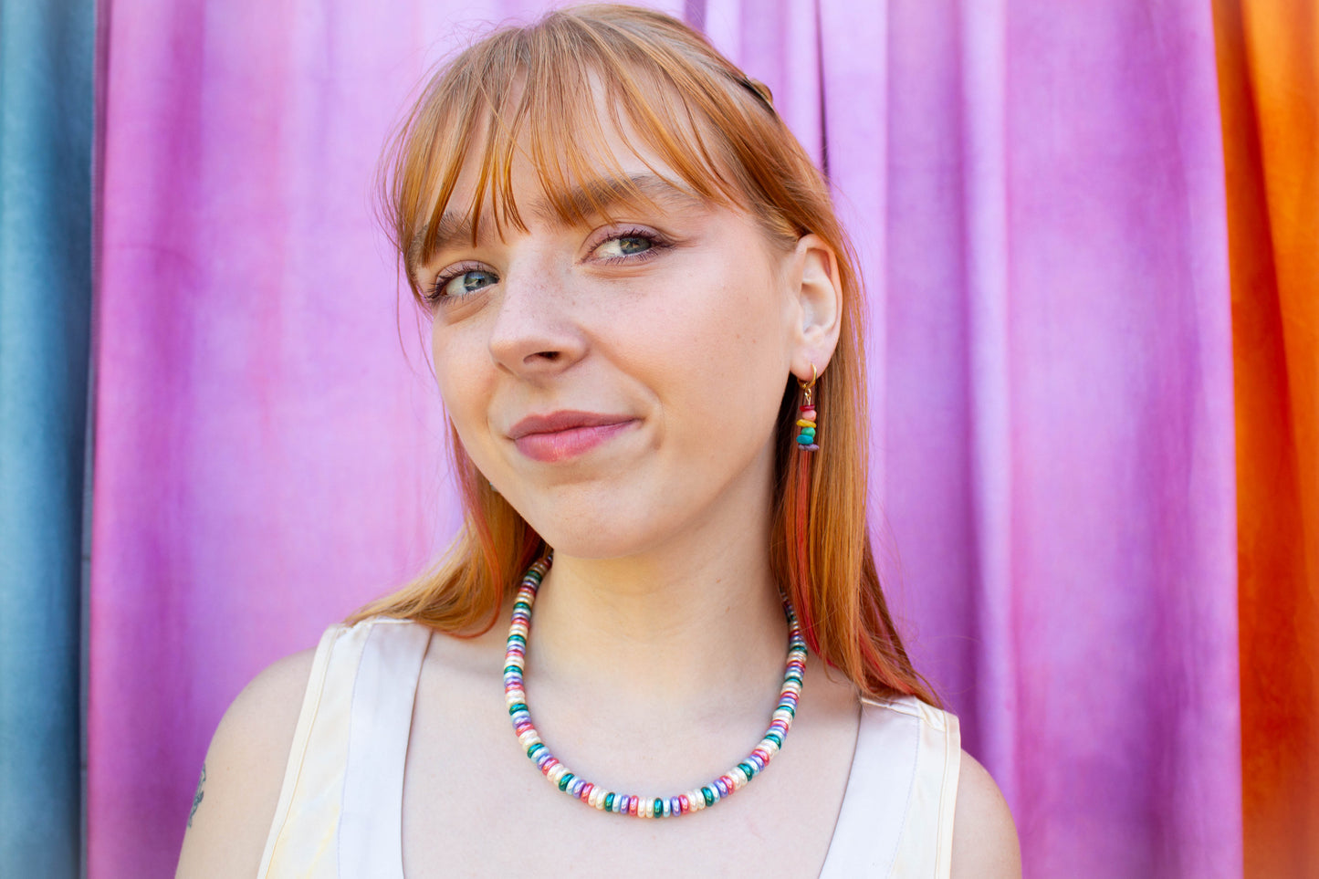 Rainbow Flat Pearl Necklace