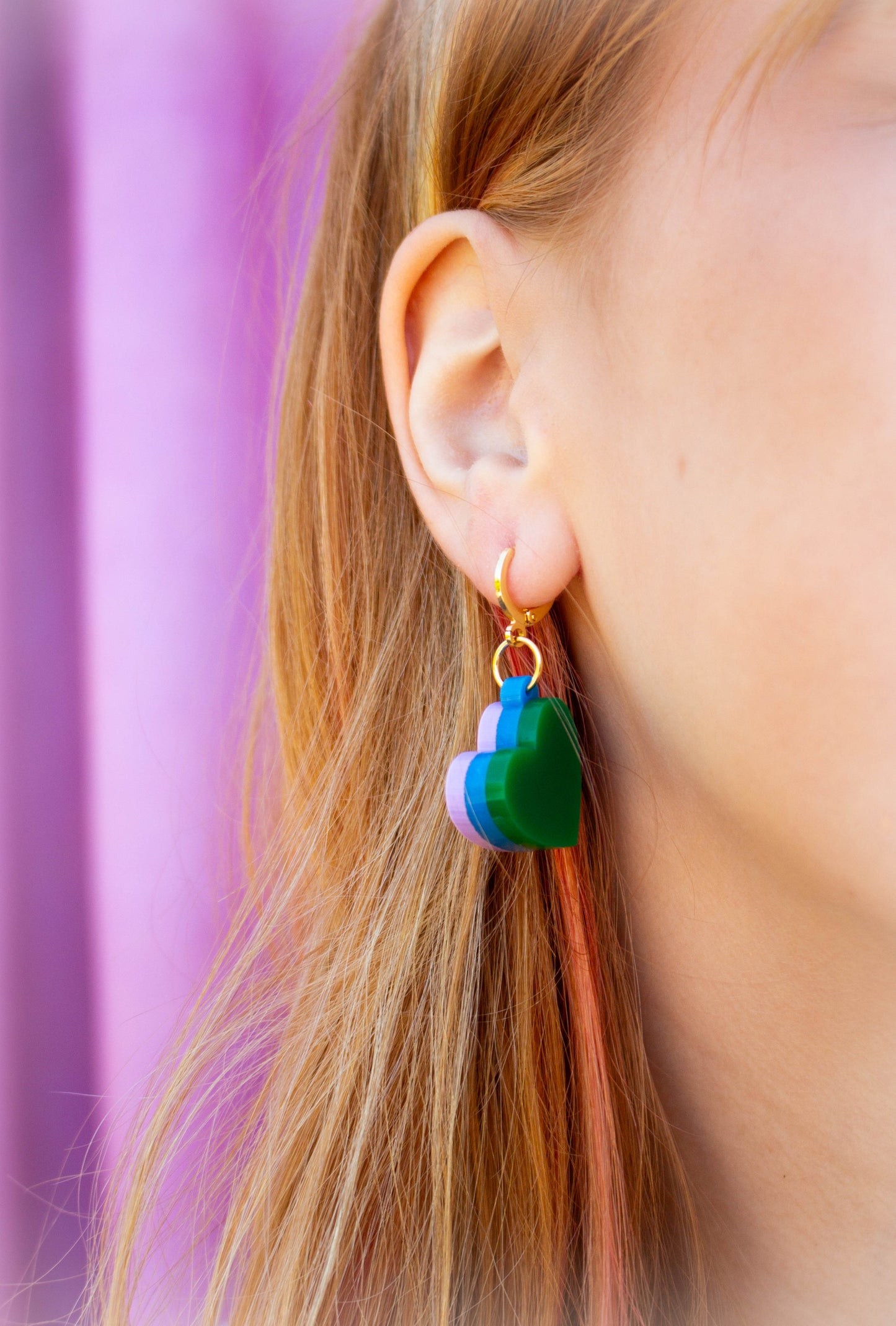 Rainbow Stacked Heart Huggies