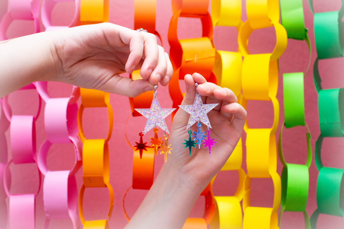 Radiant Rainbow Star Earrings