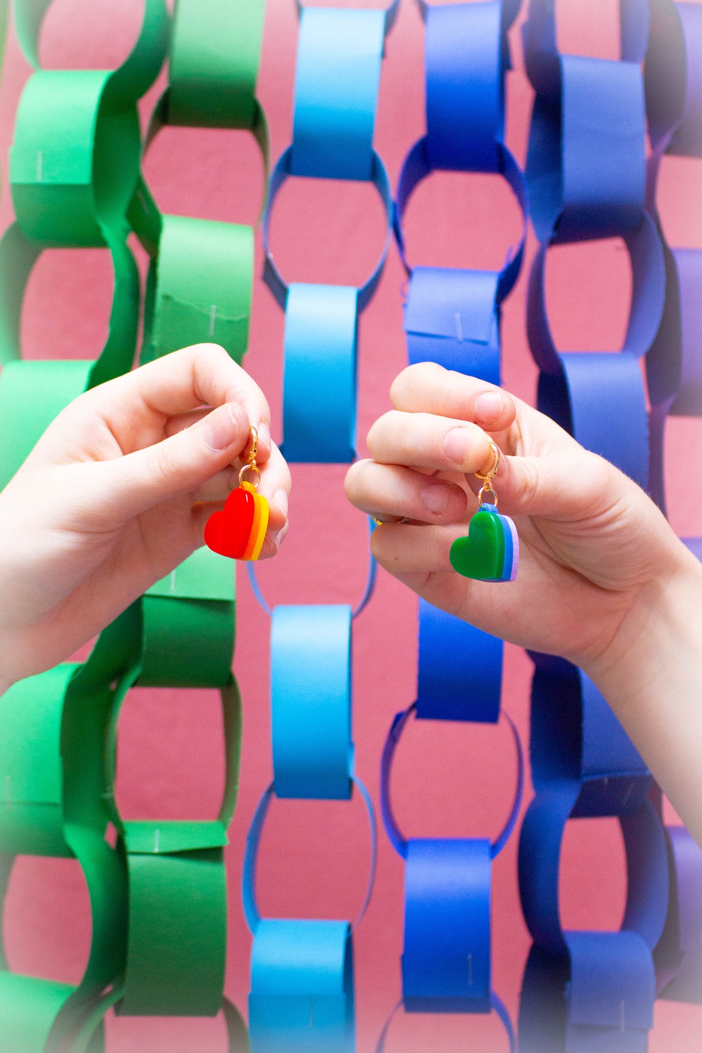 Rainbow Stacked Heart Huggies
