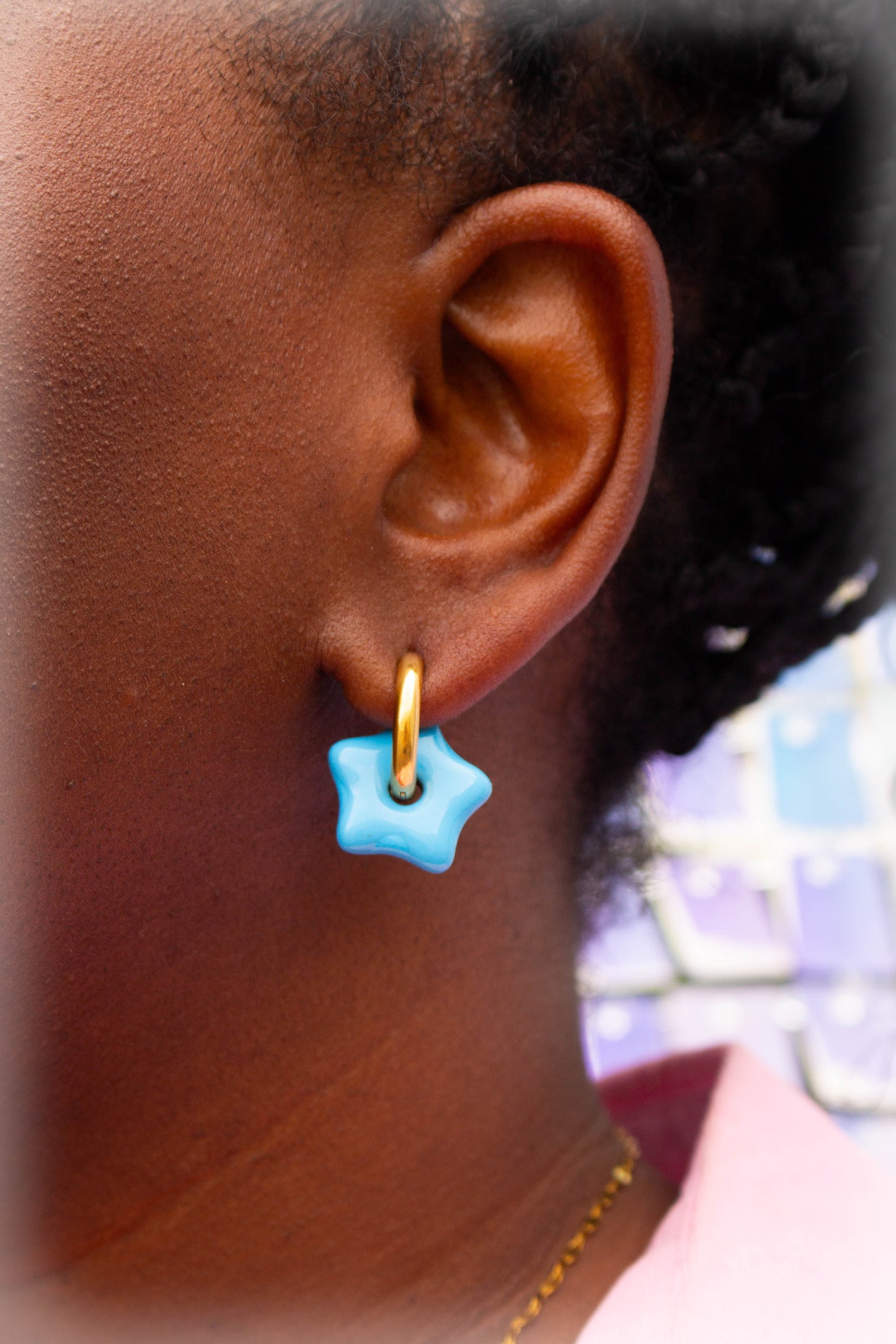 Titanium Puffy Star Earrings