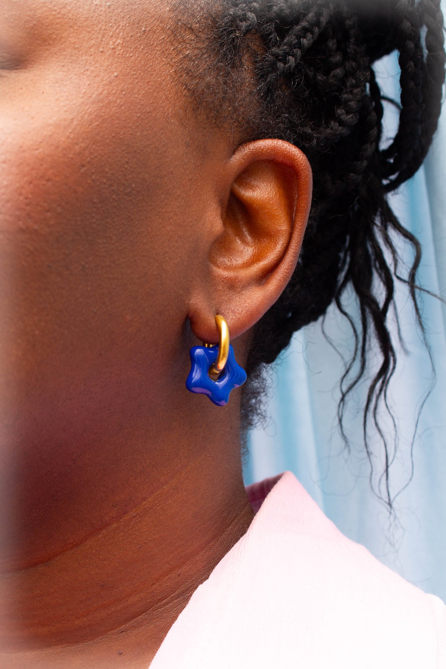 Titanium Puffy Star Earrings