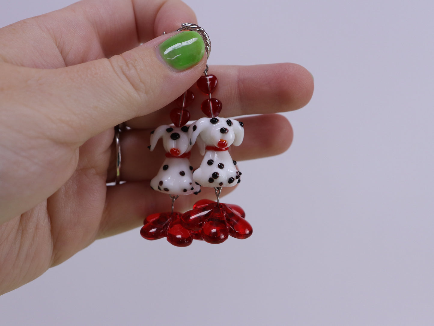 Flower Love Pup Glass Earrings