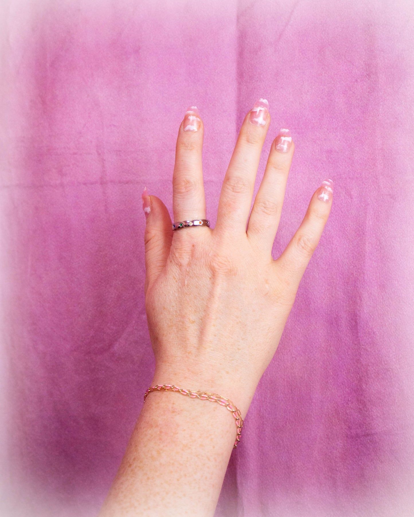 Scalloped Rainbow Gem Titanium Ring