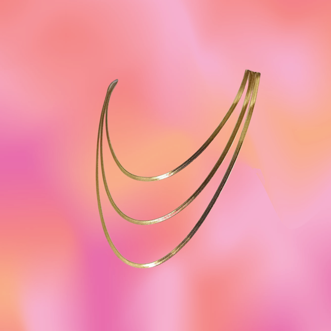 Elegant Titanium Layered Necklace Product Photo in Front of Watercolor Background