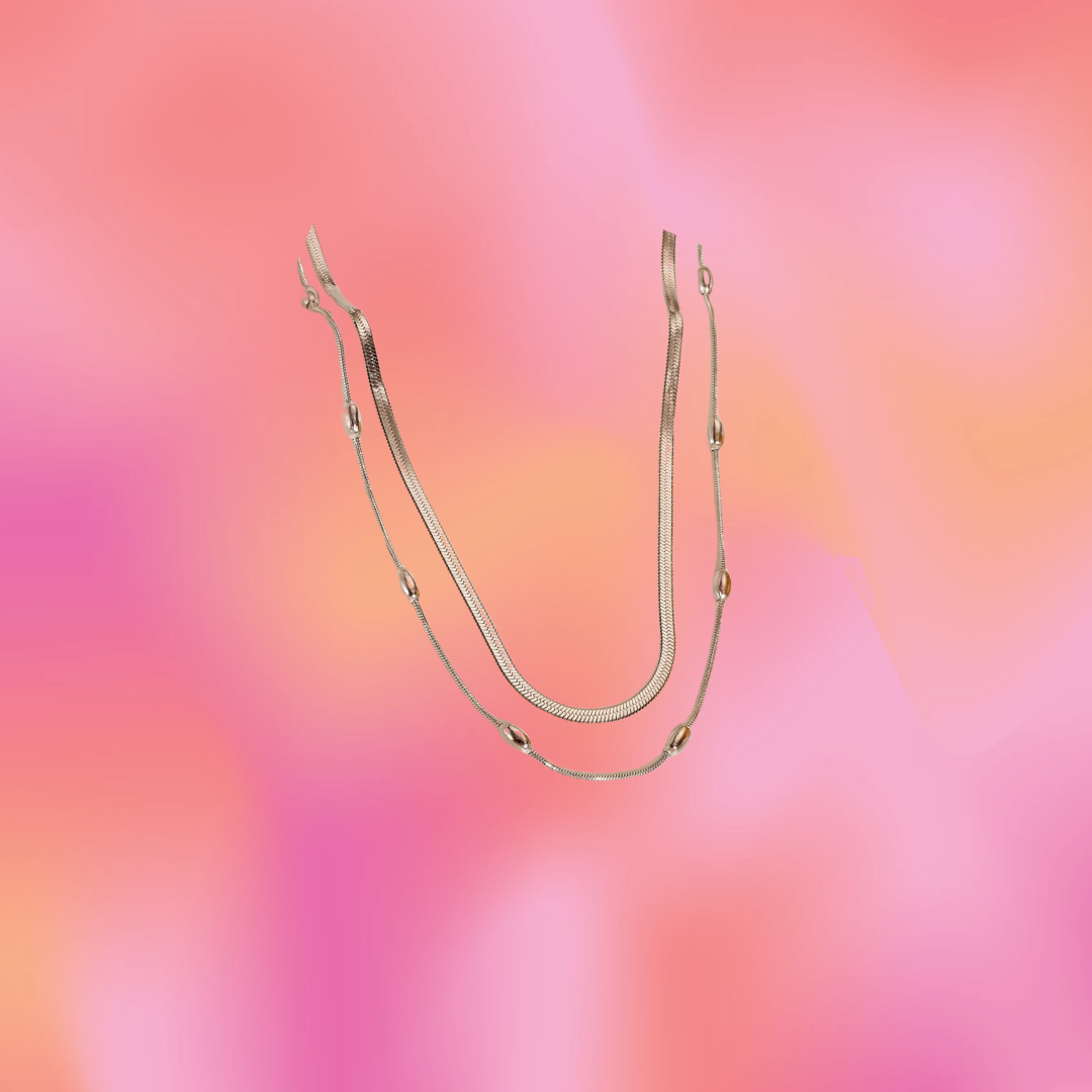 Layered Titanium Necklace Product Photo on Watercolor Background