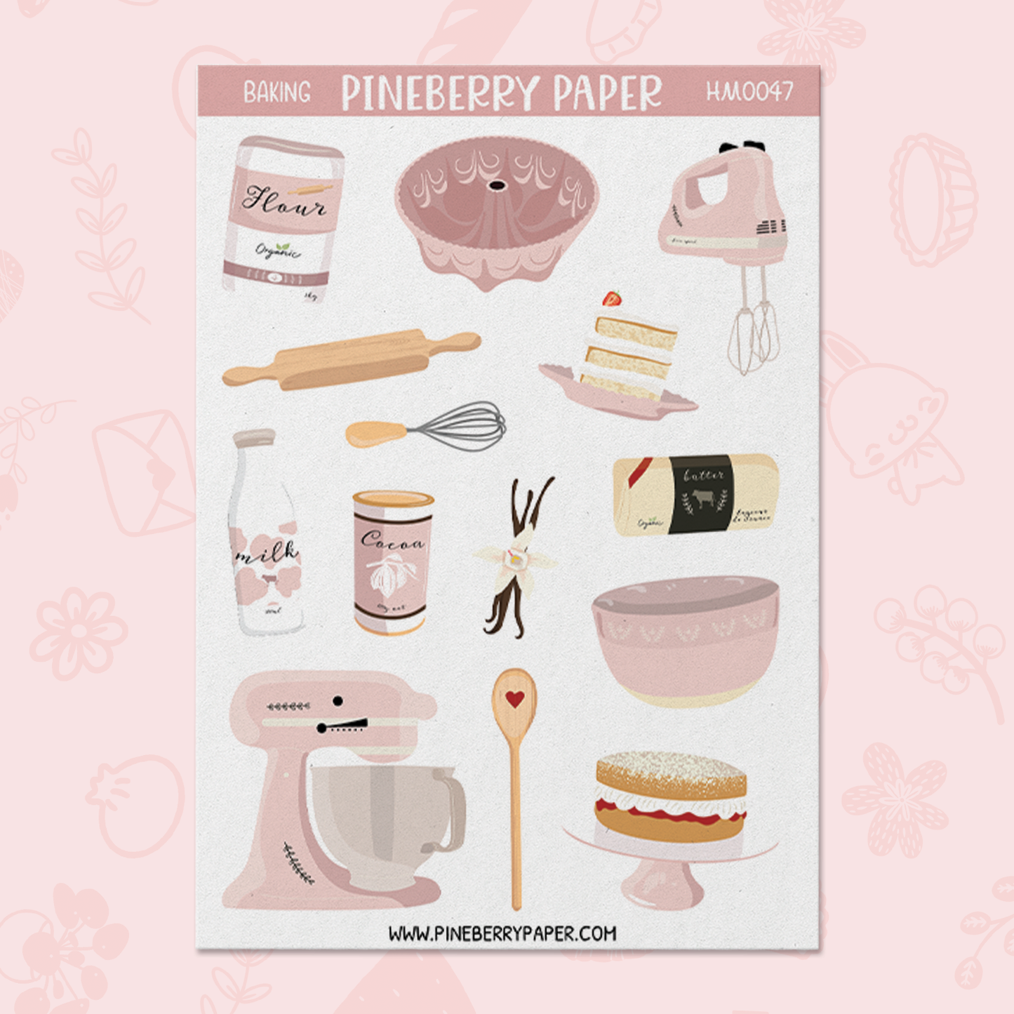 Pink Baking Sticker Sheet: 1 sheet / Waterproof Vinyl