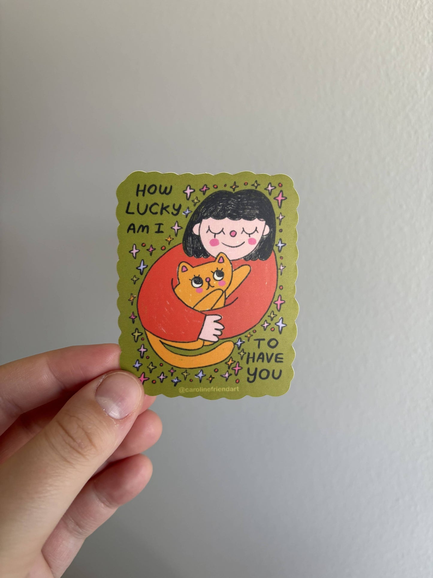 How Lucky Am I Sticker | Vinyl Waterproof Cat Art