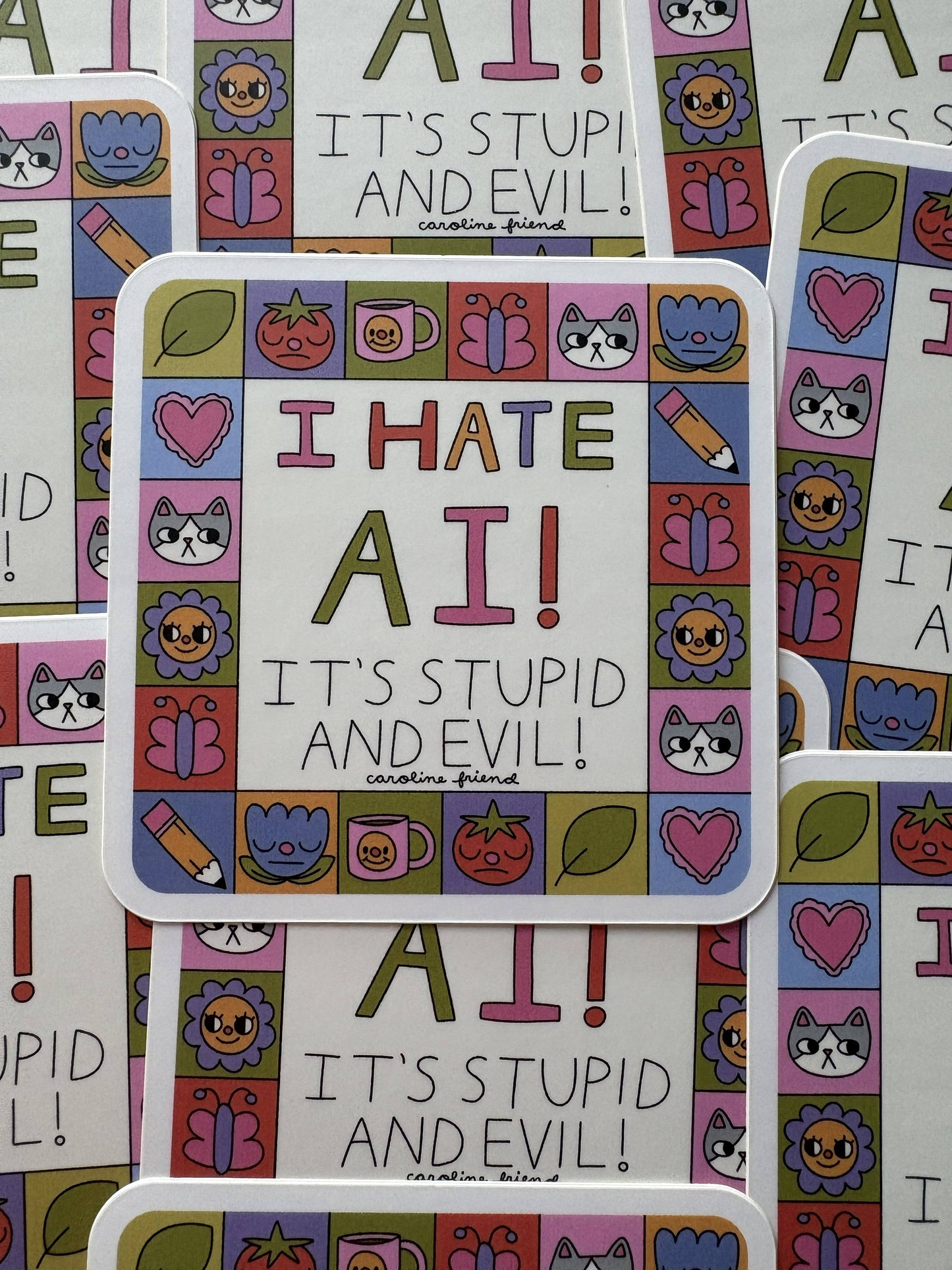 I Hate AI Sticker │ Waterproof Vinyl Anti-AI