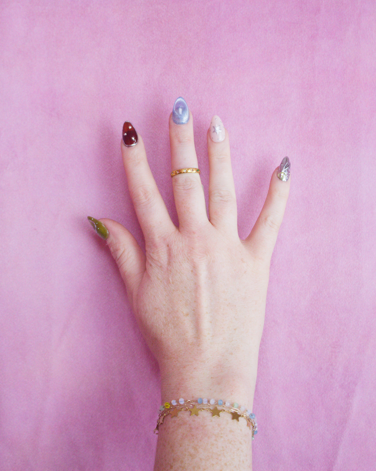Colorful Star Studded Titanium Ring