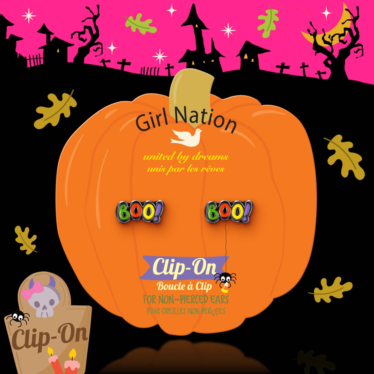 Boo | Halloween | Clip On Earrings for Girls