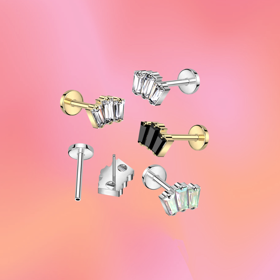 3 Shimmering Gems Flat Back