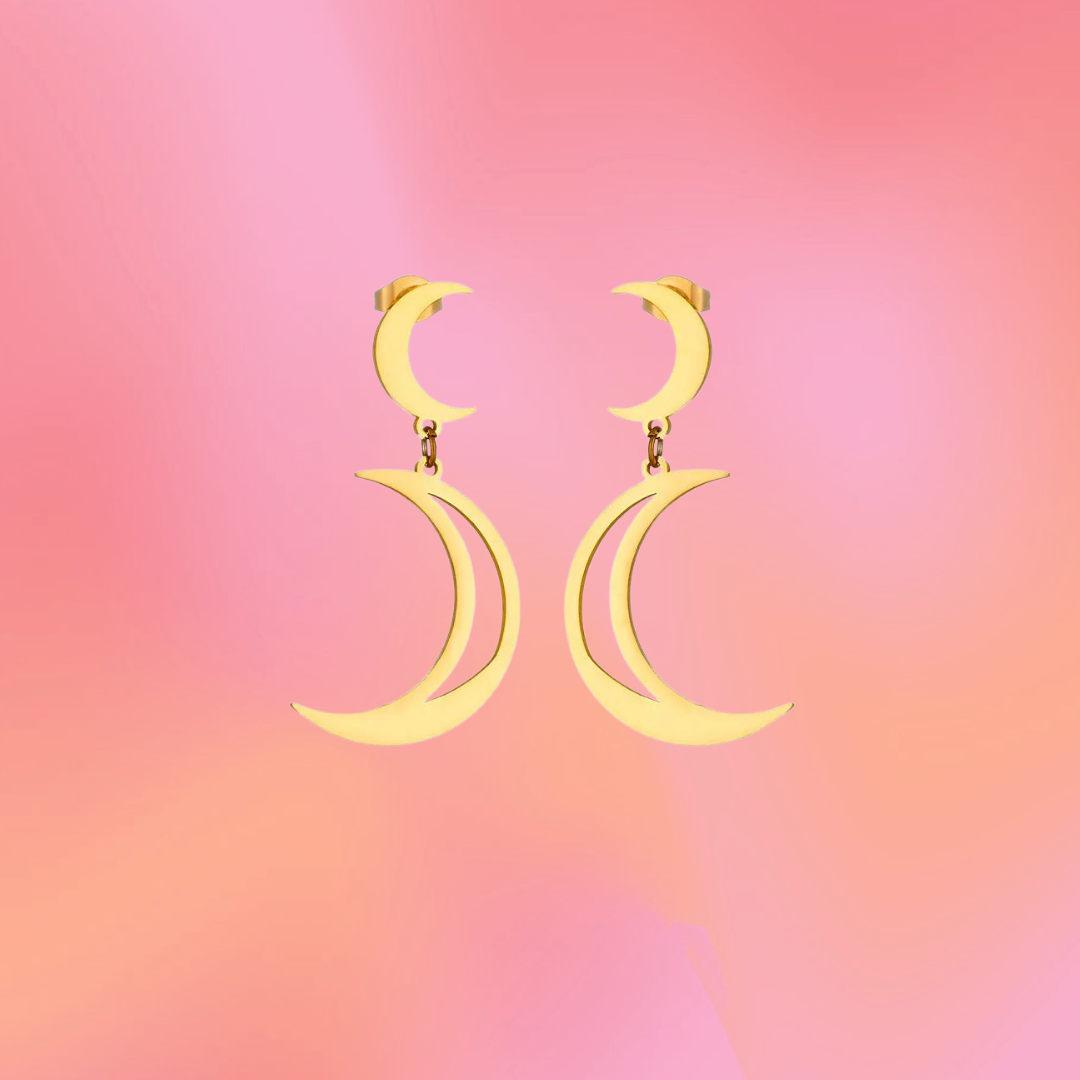 Over The Moon For You-Titanium Earrings