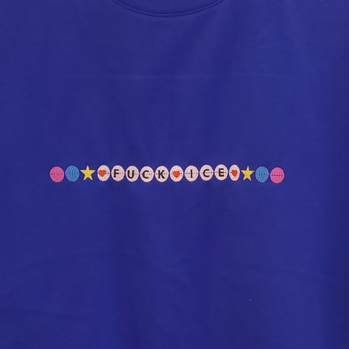 "Fuck Ice" Friendship Bracelet Embroidered Top